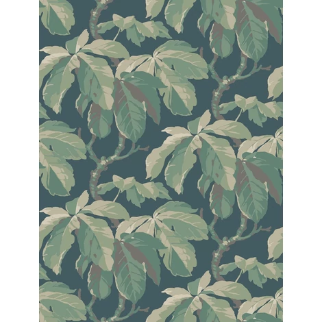 Boras Klasszikus levélmintás kék vlies tapéta Kastanj Blue 53 cm X 10 m