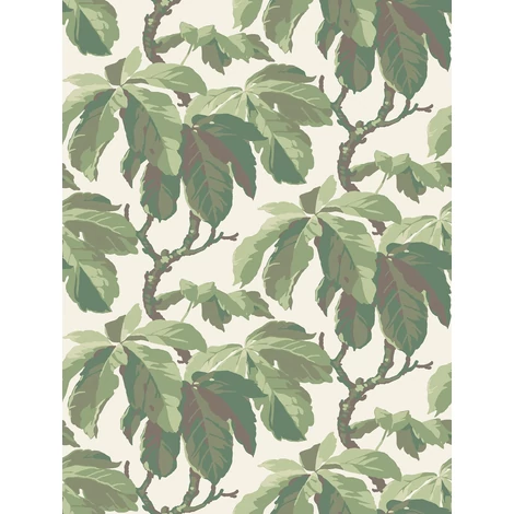 Boras Klasszikus levélmintás zöld vlies tapéta Kastanj Green 53 cm X 10 m