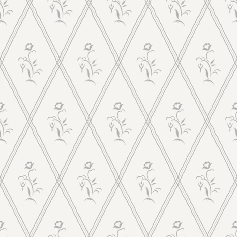 Boras Klasszikus fehér vlies tapéta virágokkal Signe White 53 cm X 10 m