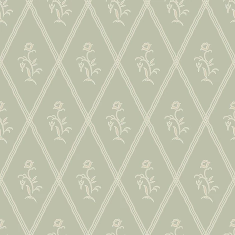 Boras Klasszikus zöld vlies tapéta virágokkal Signe Green 53 cm X 10 m