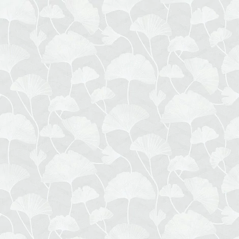 Boras Ginko mintás modern fehér vlies tapéta Sophia White 53 cm X 10 m