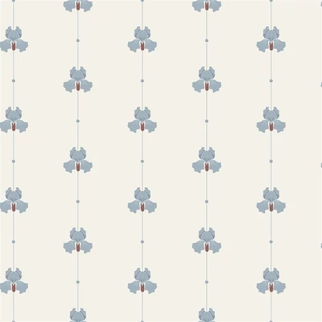 Boras Írisz mintás kék-bézs vlies tapéta Gotain Sweet Pea Burgundy Blue 53 cm X 10 m