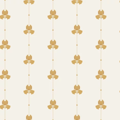 Boras Írisz mintás sárga-bézs vlies tapéta Gotain Sweet Pea Burgundy Yellow 53 cm X 10 m