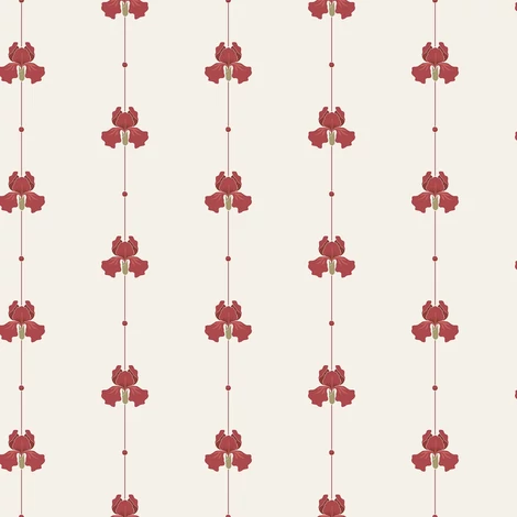 Boras Írisz mintás piros-bézs vlies tapéta Gotain Sweet Pea Burgundy Red 53 cm X 10 m