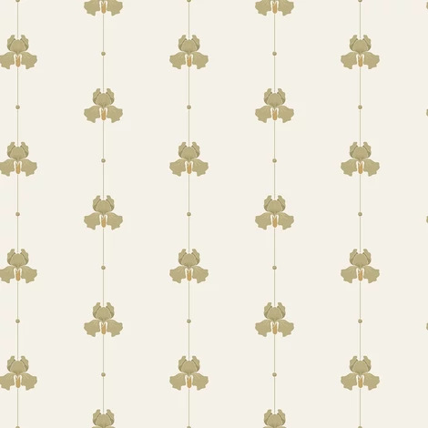 Boras Írisz mintás zöld-bézs vlies tapéta Gotain Sweet Pea Burgundy Green 53 cm X 10 m