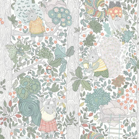 Boras Mókus mintás színes vlies gyerek tapéta Charlie Multi 53 cm X 10 m