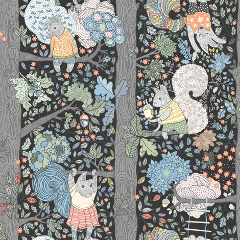 Boras Mókus mintás kék vlies gyerek tapéta Charlie Multi 53 cm X 10 m