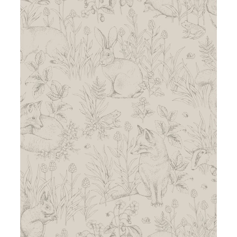 Boras Erdei állatos bézs vlies gyerek tapéta Forest Friends Beige 53 cm X 10 m