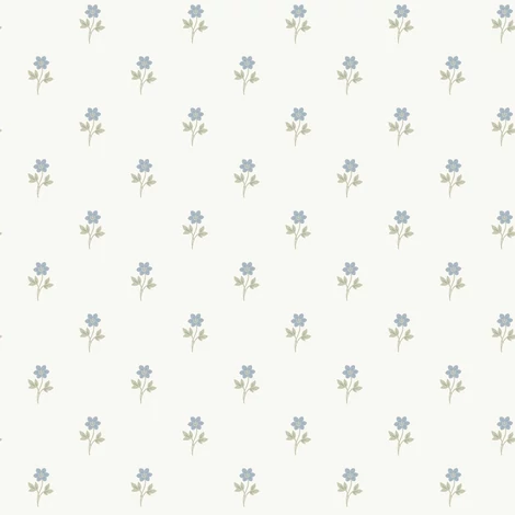 Boras Romantikus apró virág mintás kék-fehér vlies tapéta Anemone Blue 53 cm X 10 m