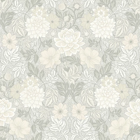 Boras Dália mintás szürke vlies tapéta Dahlia Garden Grey 53 cm X 10 m