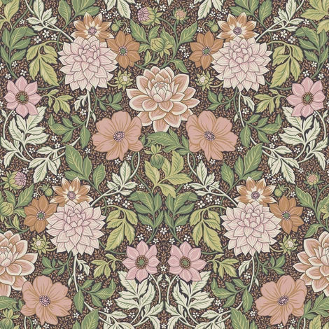 Boras Dália mintás zöld-rózsaszín vlies tapéta Dahlia Garden Multi 53 cm X 10 m