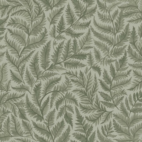 Boras Modern levélmintás zöld vlies tapéta Ferns Green 53 cm X 10 m