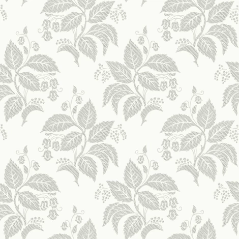Boras Klasszikus levélmintás szürke vlies tapéta Tengbergska Grey 53 cm X 10 m