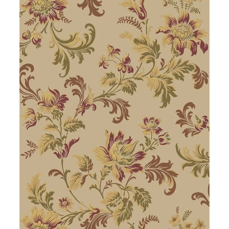 Boras Reneszánsz virágos bézs vlies tapéta Elvira Beige 53 cm X 10 m