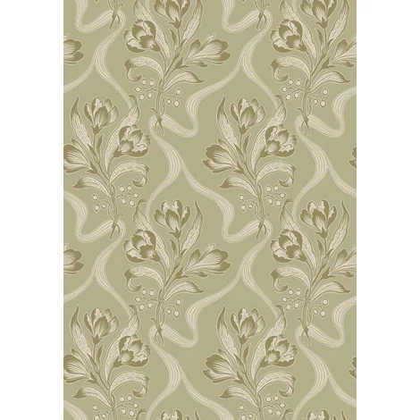 Boras Klasszikus szalagos zöld vlies tapéta Jugendbukett Green 53 cm X 10 m