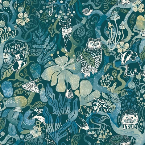 Boras Varázslatos erdő kék vlies gyerek tapéta Magic Woods Blue 53 cm X 10 m