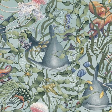 Boras Tengeri világ türkiz vlies tapéta Underwater Magic Turquoise 53 cm X 10 m