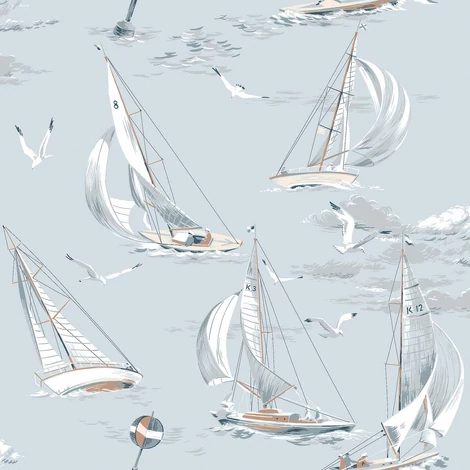 Boras Vitorlás sötétkék vlies tapéta Sailboats Blue 53 cm X 10 m