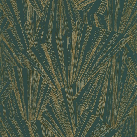 Casadeco Modern legyező mintás zöld-arany vlies tapéta 1930 Eclat Foil Vert/Or 53 cm X 10 m