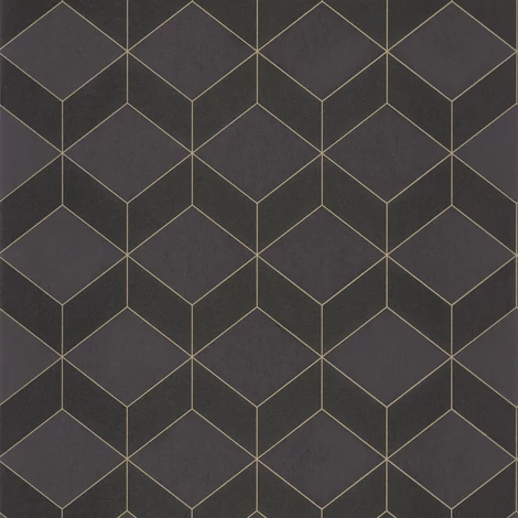 Casadeco Geometriai mintás modern fekete vlies tapéta 1930 Metro Noir 53 cm X 10 m