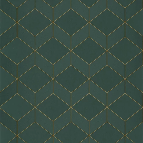 Casadeco Geometriai mintás modern zöld vlies tapéta 1930 Metro Vert 53 cm X 10 m