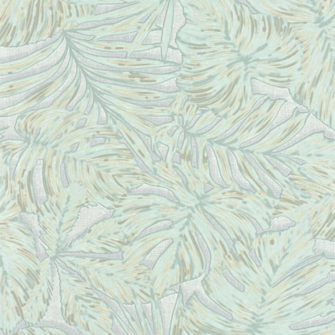 Casadeco Pálmalevél mintás halványzöld vinyl tapéta Granada Vert D'eau 53 cm X 10 m