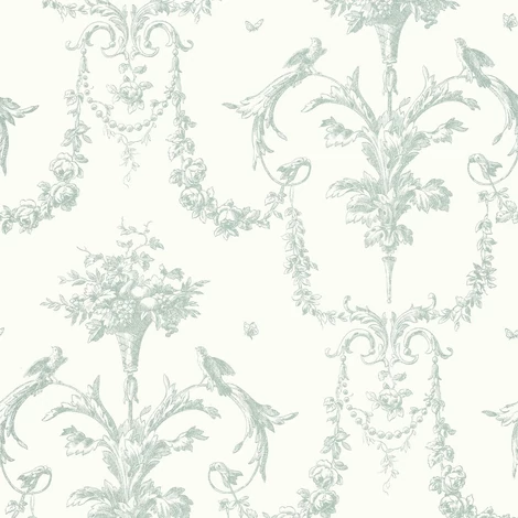 Casadeco Klasszikus ornamentikás zöld vlies tapéta Corne D'Abondance Vert Sauge 53 cm X 10 m