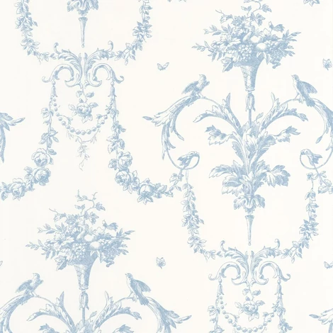 Casadeco Klasszikus ornamentikás kék vlies tapéta Corne D'Abondance Bleu Faience 53 cm X 10 m