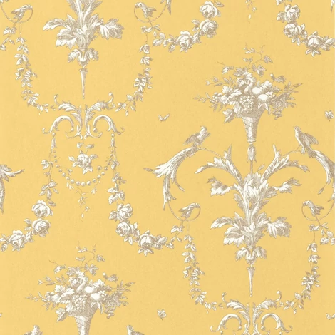 Casadeco Klasszikus ornamentikás sárga vlies tapéta Corne D'Abondance Jaune Soleil 53 cm X 10 m