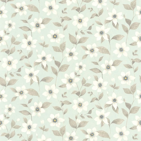 Casadeco Romantikus virág mintás világoskék vlies tapéta Clematites Bleu Grise 53 cm X 10 m