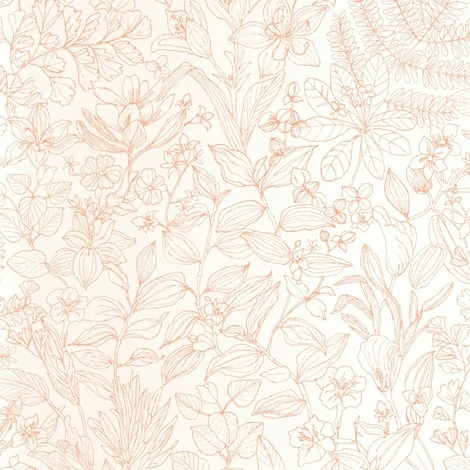 Casadeco Botanikai mintás modern korall-bézs vlies tapéta Esquisse Corail 53 cm X 10 m