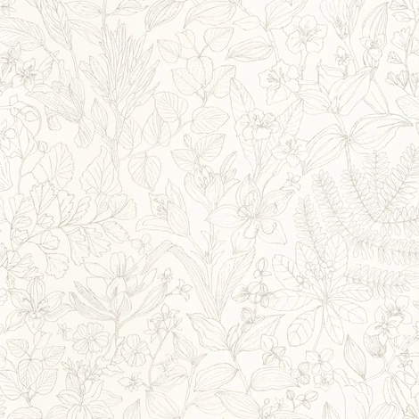 Casadeco Botanikai mintás modern bézs vlies tapéta Esquisse Beige Lin 53 cm X 10 m