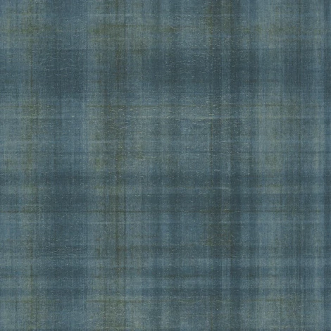 Casadeco Skótkockás szövethatású kék vinyl tapéta Tartan Bleu Loch 53 cm X 10 m