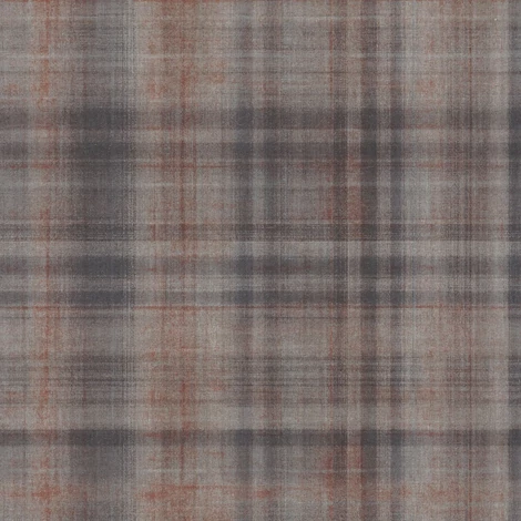 Casadeco Skótkockás szövethatású sötétbarna vinyl tapéta Tartan Noir Fusain 53 cm X 10 m