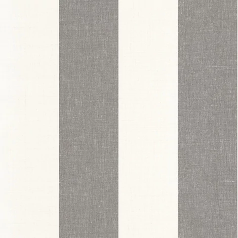 Casadeco Szövethatású széles csíkos fekete-fehér vinyl tapéta Williamsburg Rayure Charbon 53 cm X 10 m