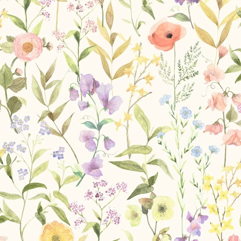 Casadeco Pipacsos színes vlies tapéta Fleurs Des Champs Bouquet 53 cm X 10 m