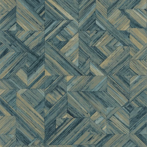 Casadeco Geometriai mintás 3D hatású kék vinyl tapéta Paille Bleu Indigo 53 cm X 10 m