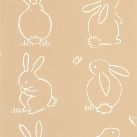 Casadeco Nyuszi rajzos barna vlies tapéta Funny Bunny Beige Camel 53 cm X 10 m