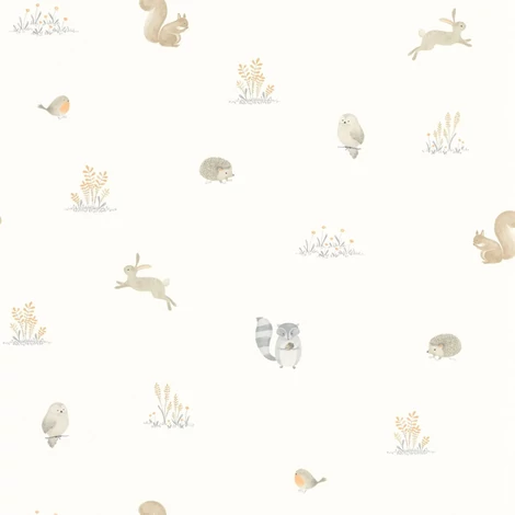 Casadeco Apró állatos natúr színösszeállítású vlies tapéta Companions Of The Forest Naturel 53 cm X 10 m