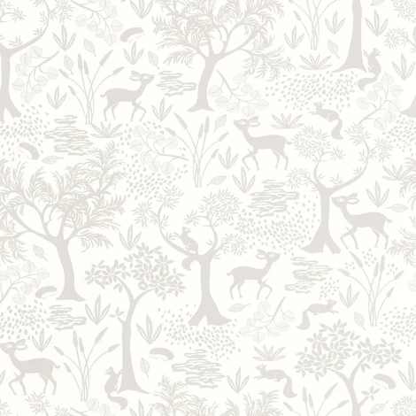 Casadeco Erdő mintás pasztell szürke vlies tapéta Poetic Forest Gris Duvet 53 cm X 10 m