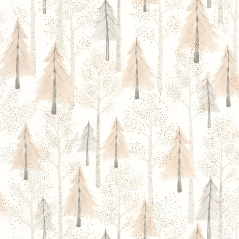 Casadeco Fenyő mintás modern bézs vlies tapéta Walk In The Forest Beige Nude 53 cm X 10 m