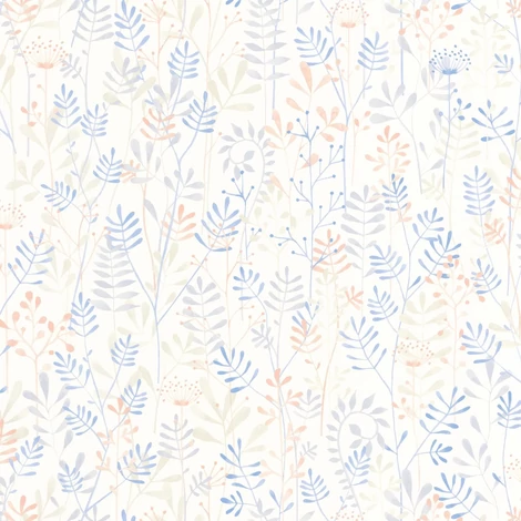 Casadeco Levél mintás kék vlies tapéta Wild Garden Bleu Ciel 53 cm X 10 m