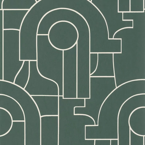 Casadeco Absztrakt mintás elegáns zöld vlies tapéta Arty Vert Tennis 53 cm X 10 m