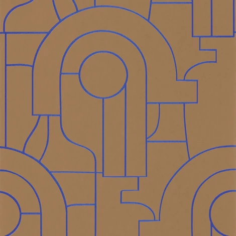 Casadeco Absztrakt mintás elegáns kék-aranysárga vlies tapéta Arty Bleu Indigo 53 cm X 10 m