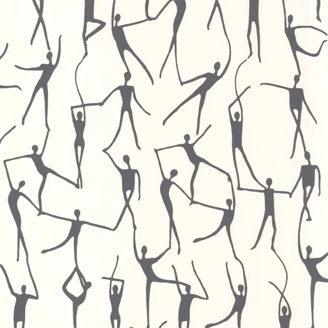 Casadeco Modern fehér-fekete vlies tapéta táncosokkal Alberto Noir Gravure 53 cm X 10 m