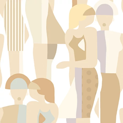 Casadeco Divatos bézs vlies tapéta elegáns női mintával Fashion Week Pastel 53 cm X 10 m