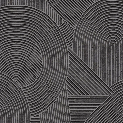 Casadeco 3D hatású modern vonalmintás sötétszürke vlies tapéta Jardin Des Pierres Anthracite 53 cm X 10 m