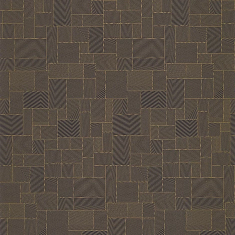 Casadeco Geometriai mintás modern arany-fekete vlies tapéta Kensai Noir Fusain53 cm X 10 m