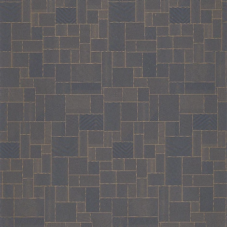Casadeco Geometriai mintás modern sötétkék vlies tapéta Kensai Bleu Encre 53 cm X 10 m