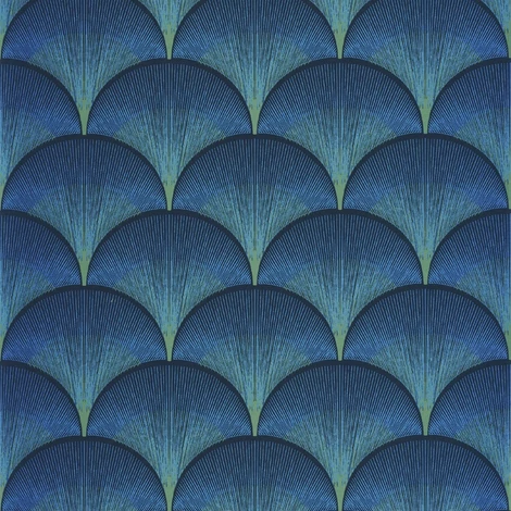 Casadeco Elegáns art deco kék vlies tapéta Broadway Bleu Indigo 53 cm X 10 m
